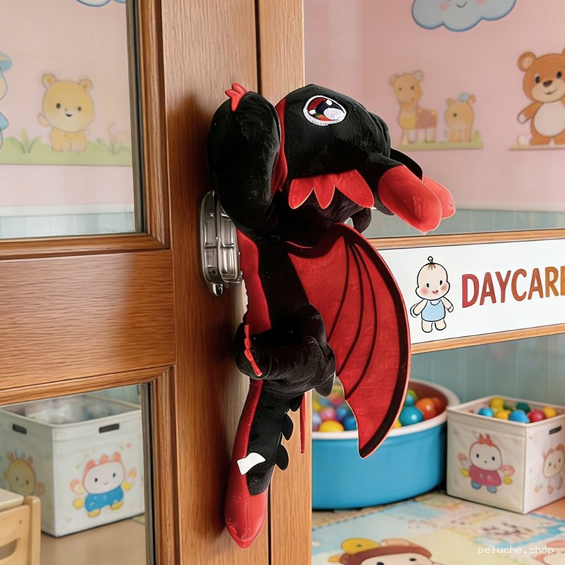 Peluche Dragon Noir et Rouge - Compagnon Doux pour Enfants