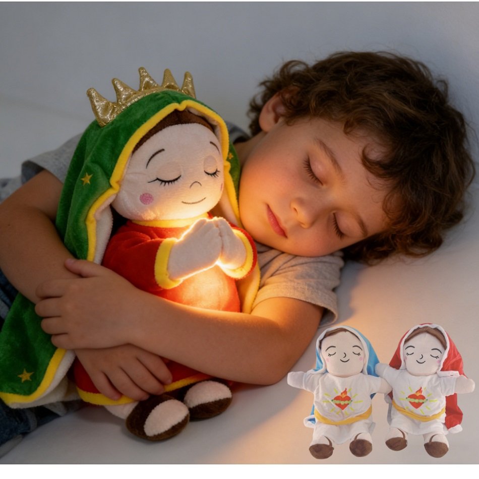 Peluche Vierge Marie lumineuse pour enfants | Doudou sacré