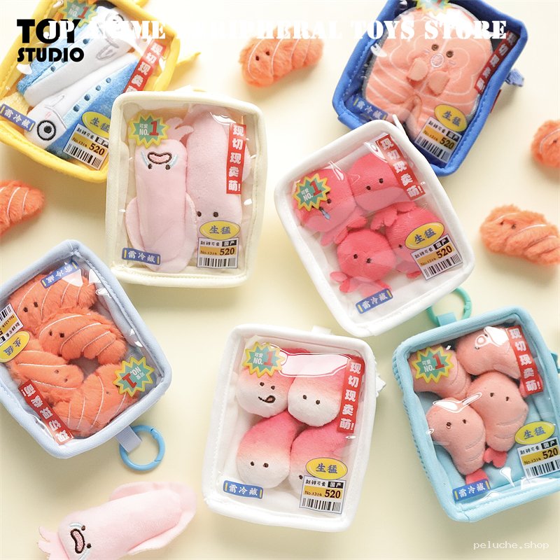 Peluches Sushi & Fruits de Mer Mignons en Barquette Fraîche