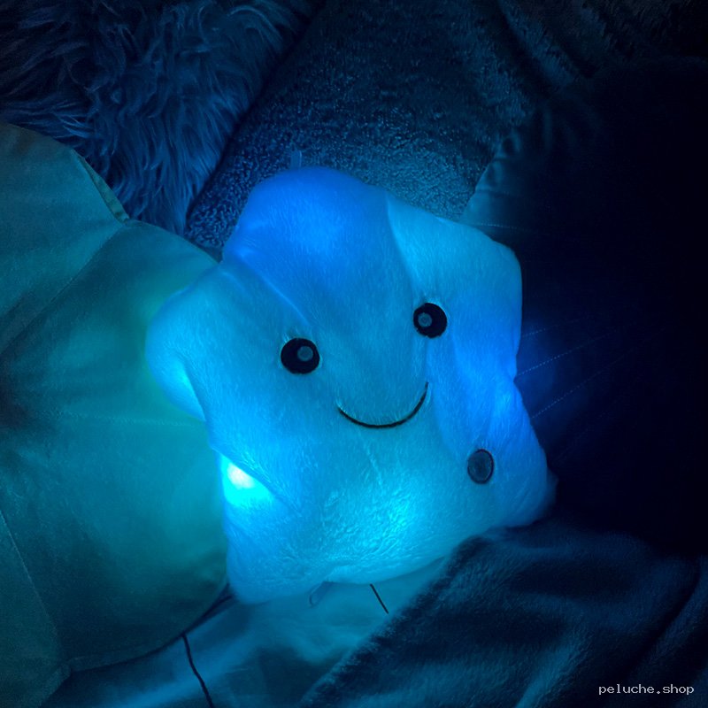 Peluche Étoile Lumineuse Bleue - Veilleuse Doudou Enfant