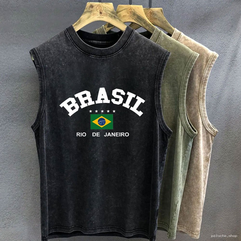 Débardeur Vintage Brasil Rio de Janeiro - Style Homme Casual