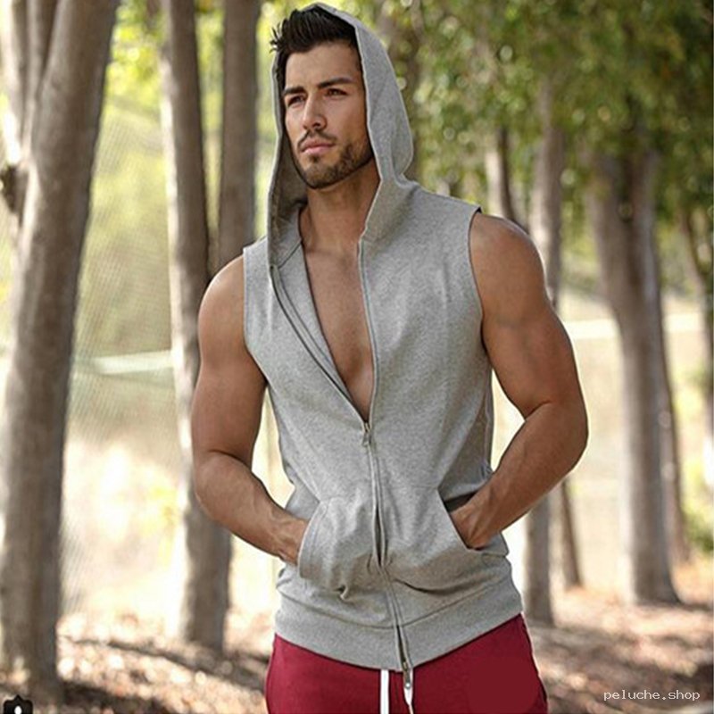 Gilet à Capuche sans Manches Homme Zippé | Sport & Détente