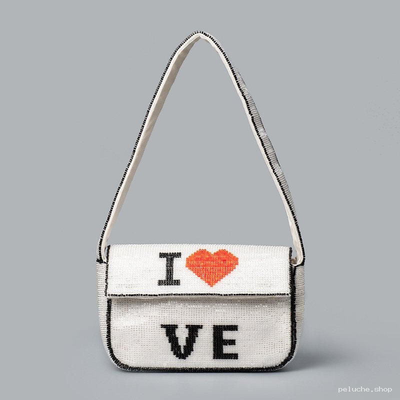 Sac à Perles "I ❤️ VE" Blanc - Accessoire Tendance & Unique