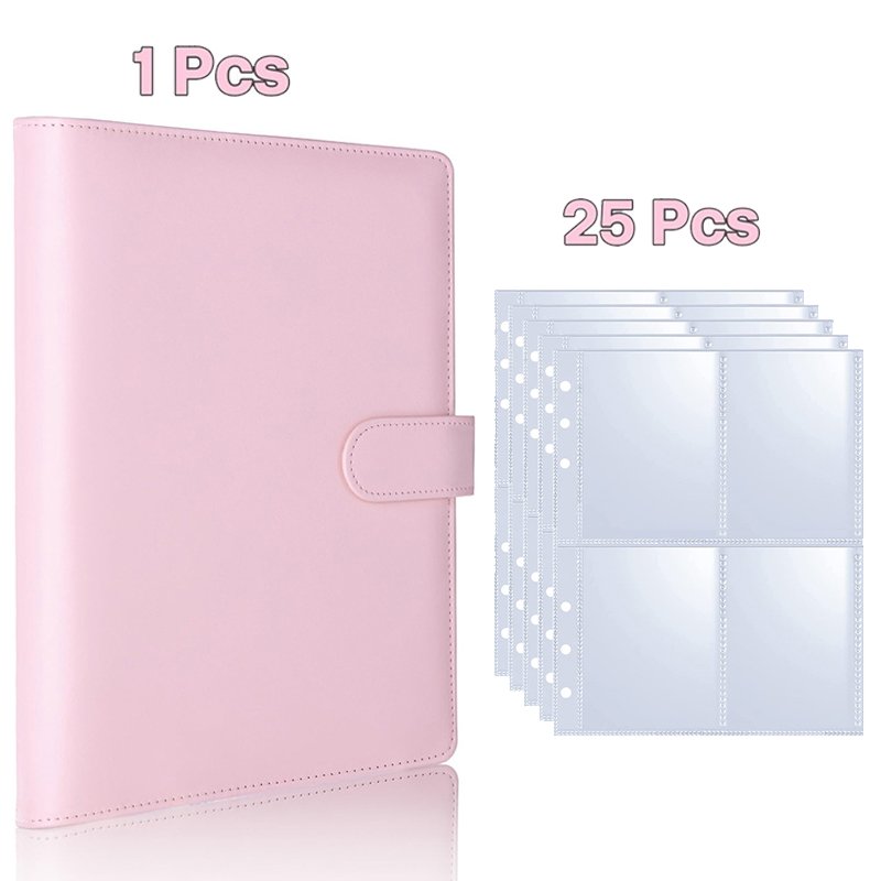 Album Rose A5 pour Cartes de Collection + 25 Pochettes