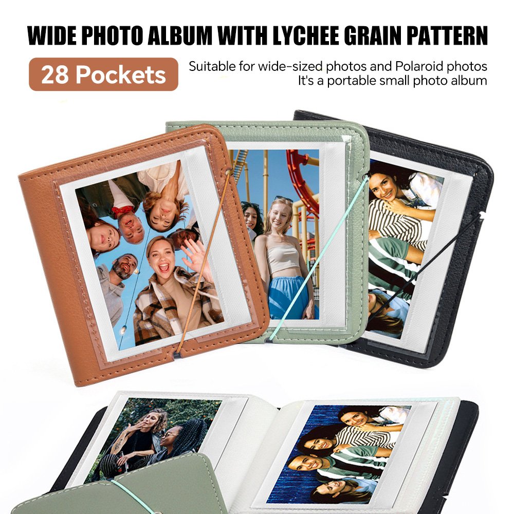 Album photo large portable 28 pochettes motif litchi