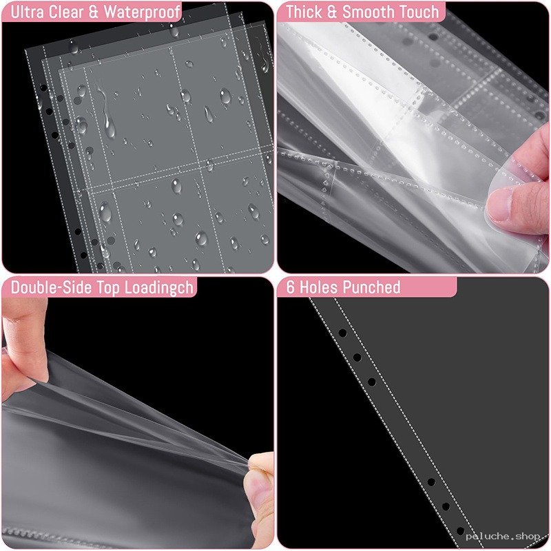 Feuilles de classeur transparentes 6 trous étanches pour cartes
