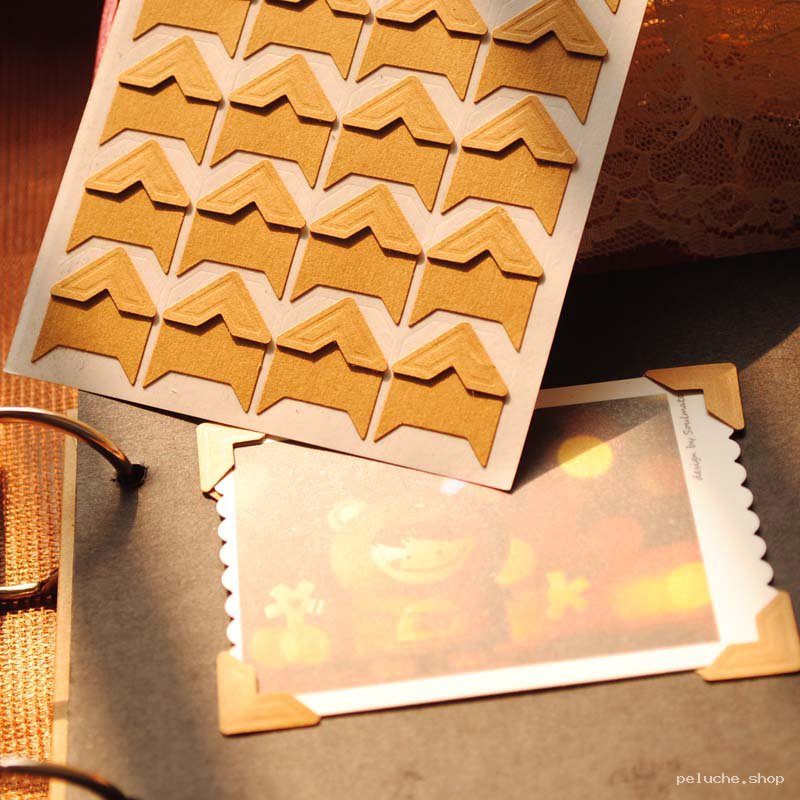 Coins Photo Adhésifs Vintage Kraft pour Album & Scrapbooking