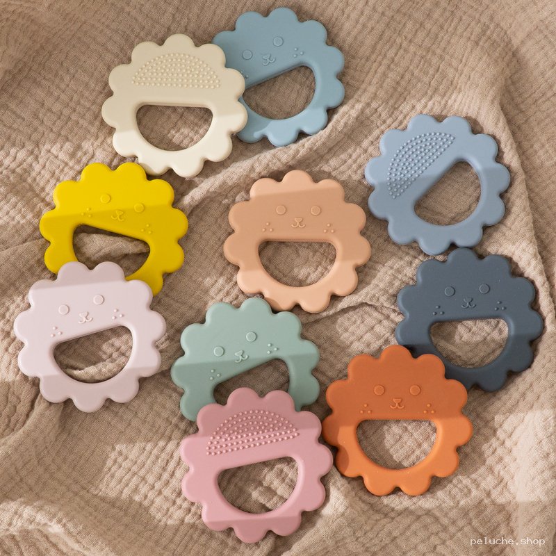 Anneau de Dentition Bébé Lion en Silicone Doux et Apaisant
