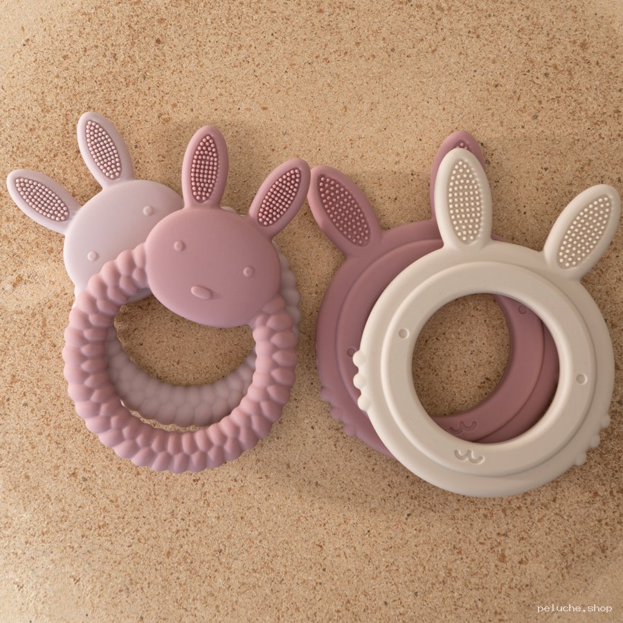 Anneau de Dentition Lapin en Silicone Doux pour Bébé