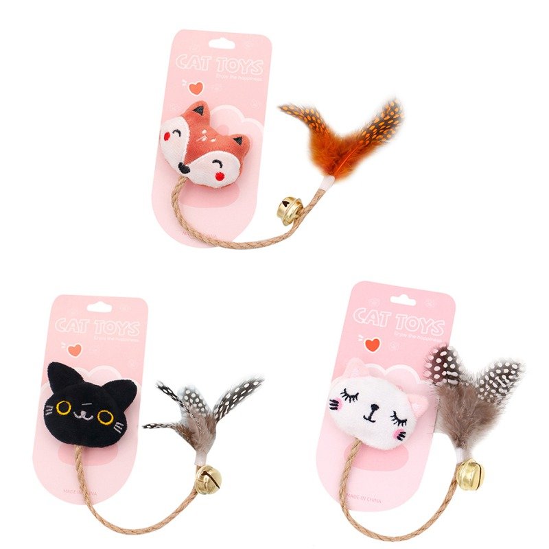 Jouets interactifs pour chat avec plumes, clochettes et peluches