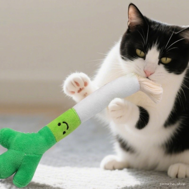 Jouet chat poireau : peluche interactive pour félins