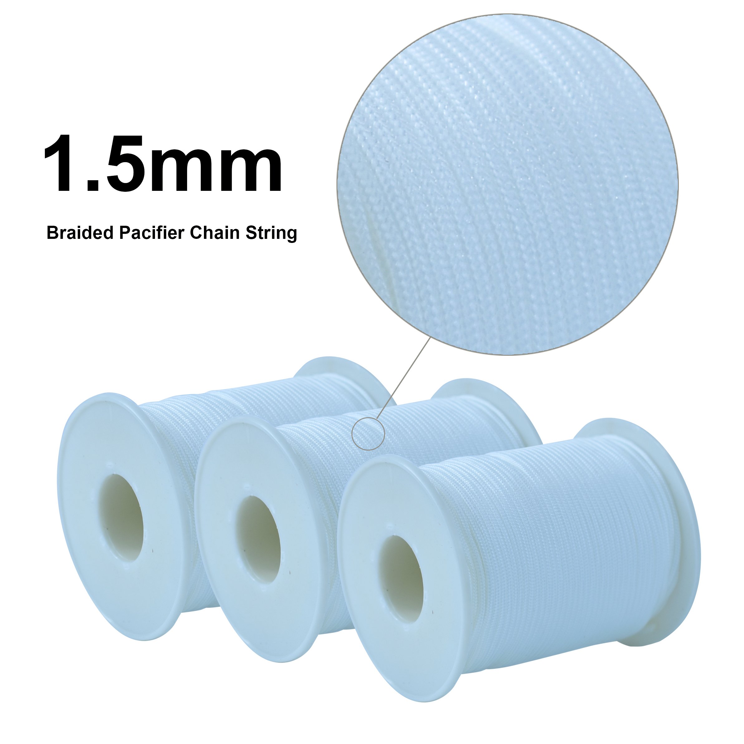 Cordon Tressé Blanc 1.5mm pour Chaîne de Sucette