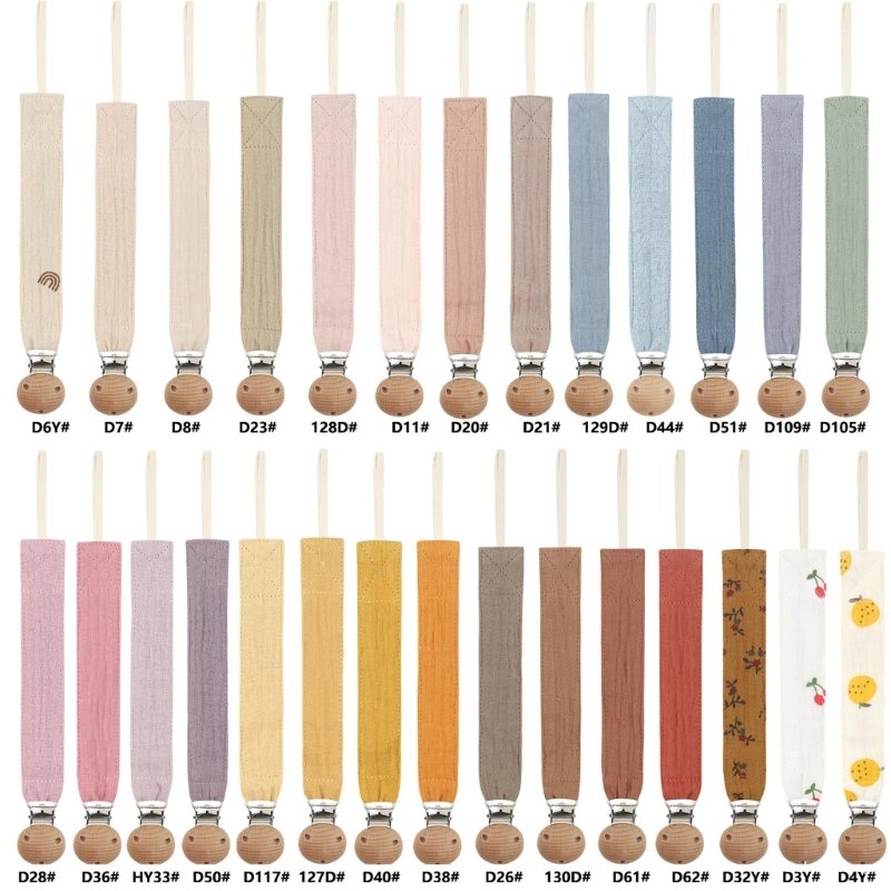 Attache-tétine bébé en tissu, clips bois - Large choix couleurs