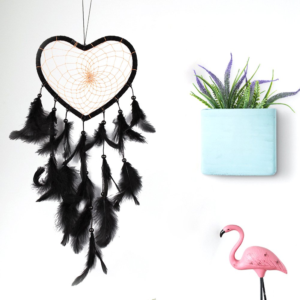 Attrape-rêves Coeur Noir - Décoration Murale Bohème