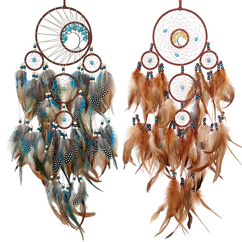 Attrape-Rêves Boho Plumes et Perles - Décoration Murale