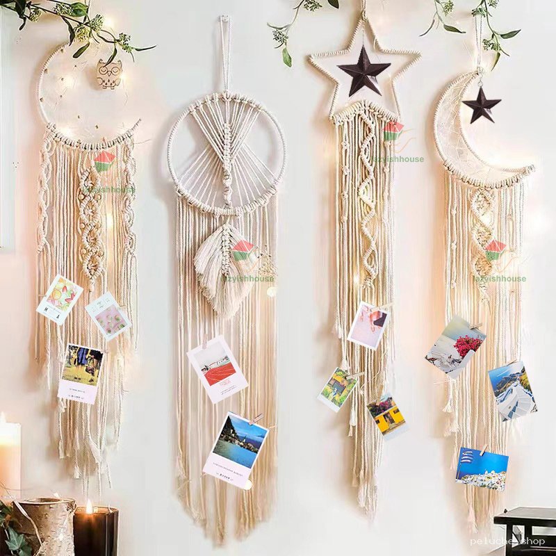 Décoration Murale Macramé Lumineux - Attrape-Rêves & Photos