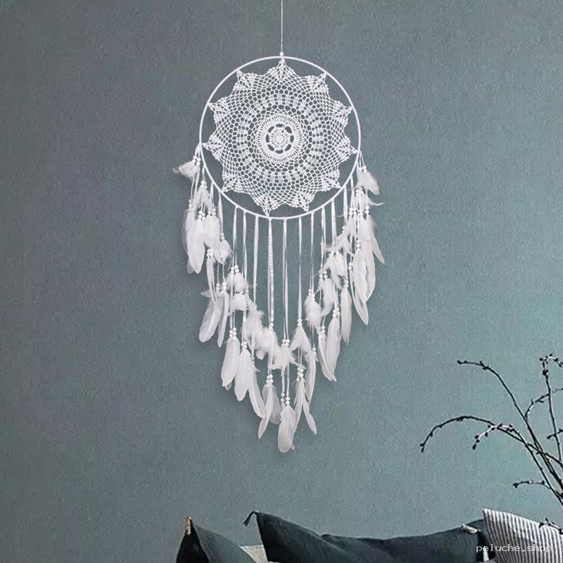 Attrape-Rêves Blanc Macramé Bohème - Décoration Murale Chic