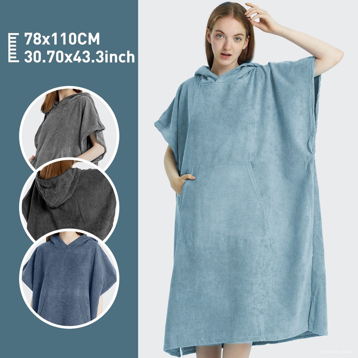 Poncho Peignoir de Bain à Capuche – Plage, Piscine et Surf