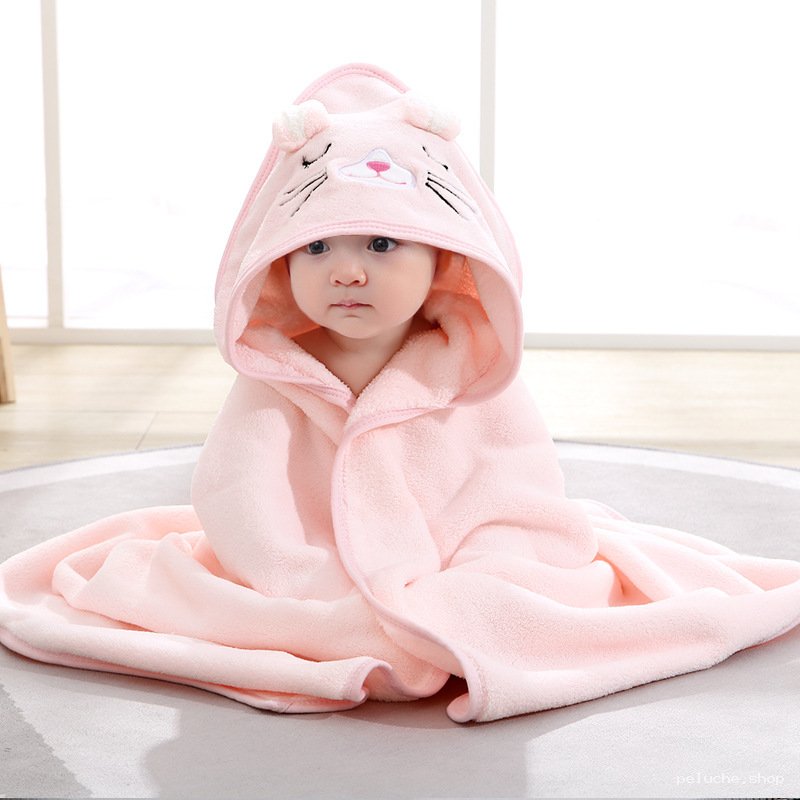 Peignoir Bébé Rose Capuche Chat - Douceur et Confort Absolu