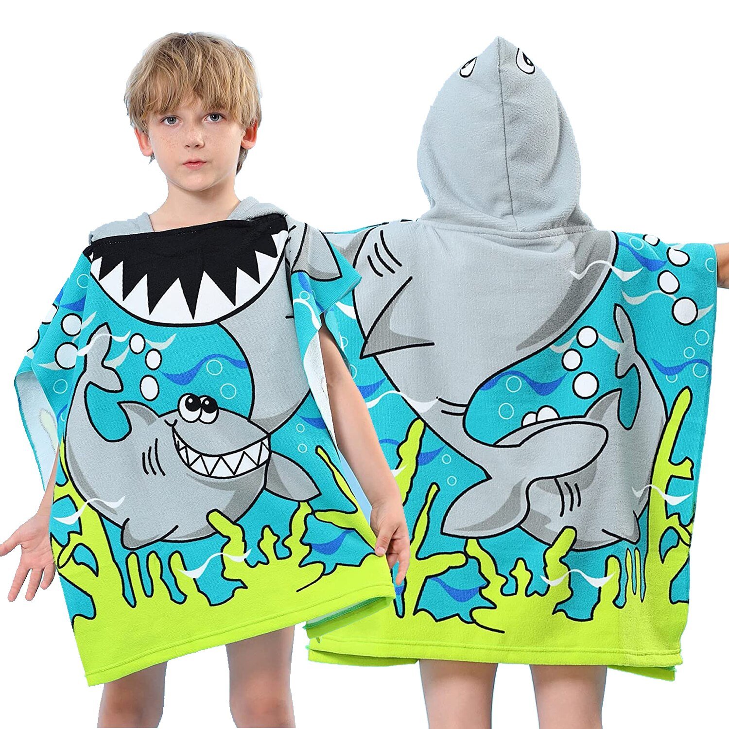 Poncho de bain enfant requin à capuche | Plage & Piscine