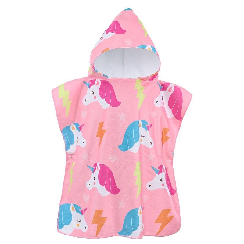 Poncho de Bain Enfant Licorne Rose - Capuche & Confort