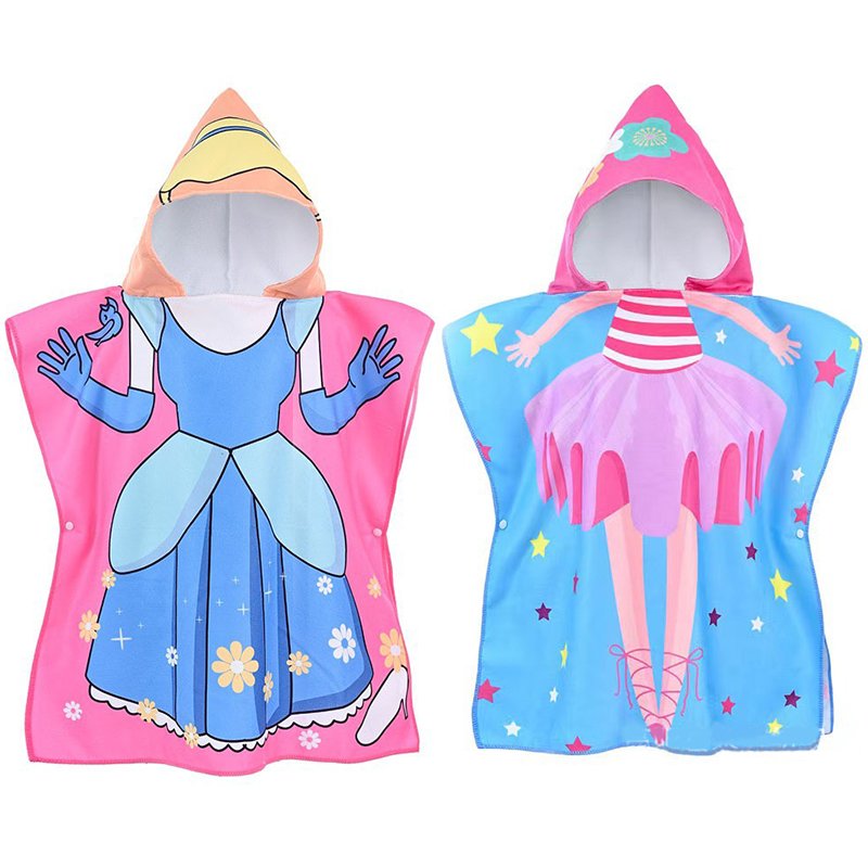 Peignoir Poncho Capuche Enfant Fille Princesse Ballerine