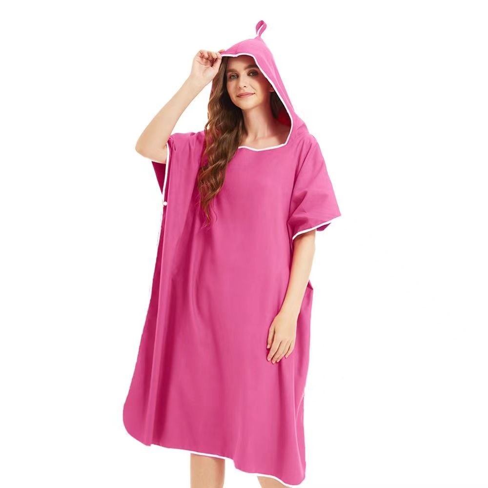 Poncho de Bain à Capuche Femme Rose | Séchage Rapide