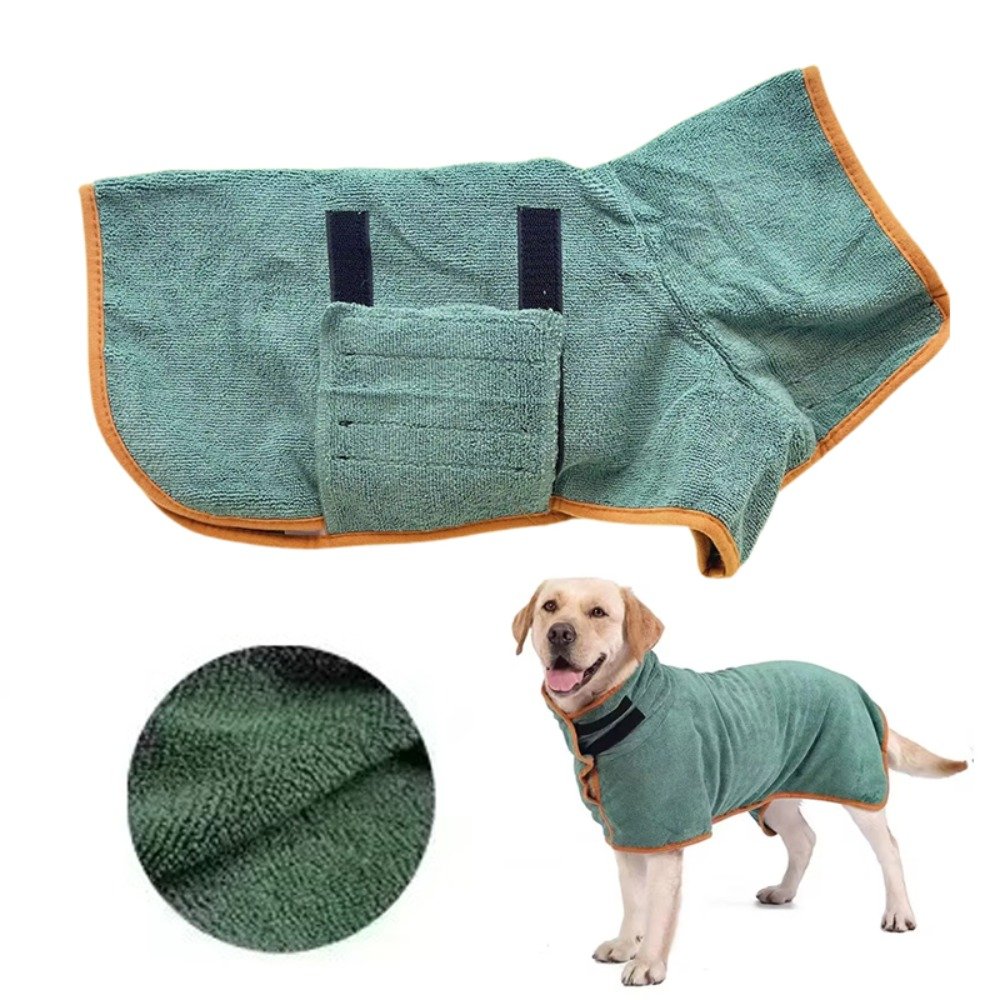 Peignoir séchant ultra-absorbant pour chien - Vert