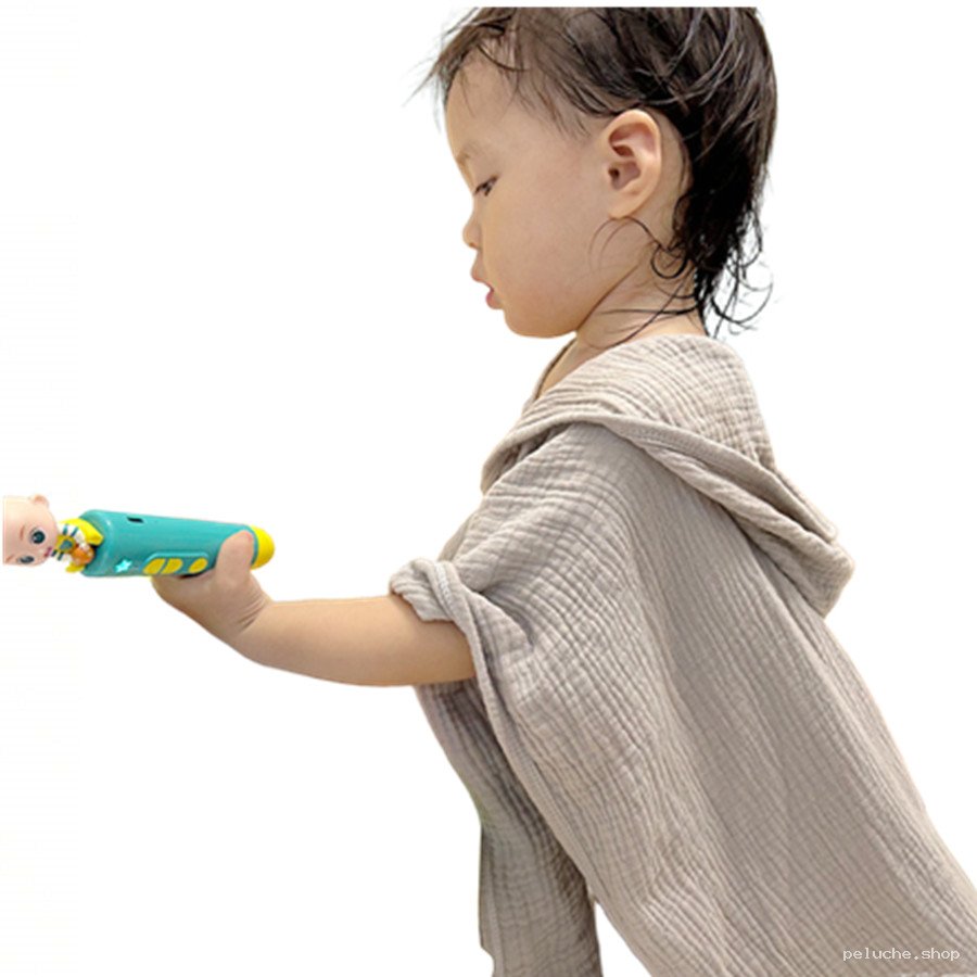 Poncho à capuche doux en gaze de coton pour bébé et enfant
