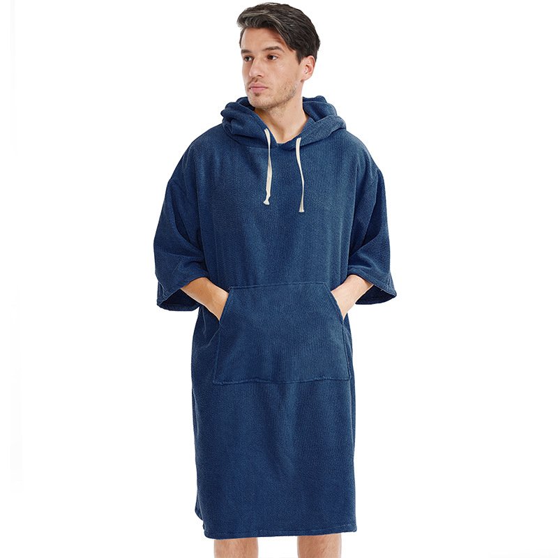 Poncho Serviette de Plage Homme Bleu pour Surf et Changement
