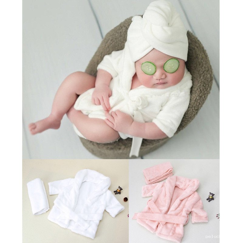 Peignoir Bébé Adorable pour Séance Photo Nouveau-né Spa Coton