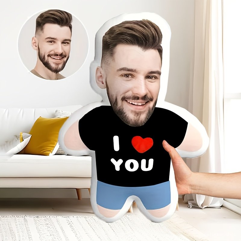 Coussin Personnalisé Visage "I ❤️ YOU" | Cadeau Unique