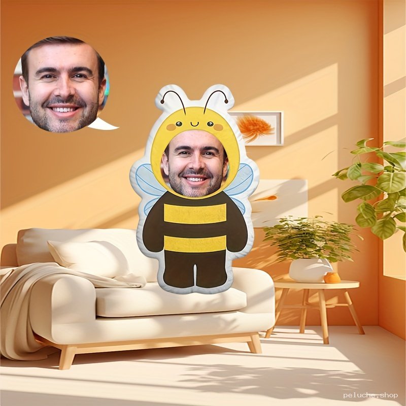 Coussin Personnalisé Abeille - Votre Visage Unique