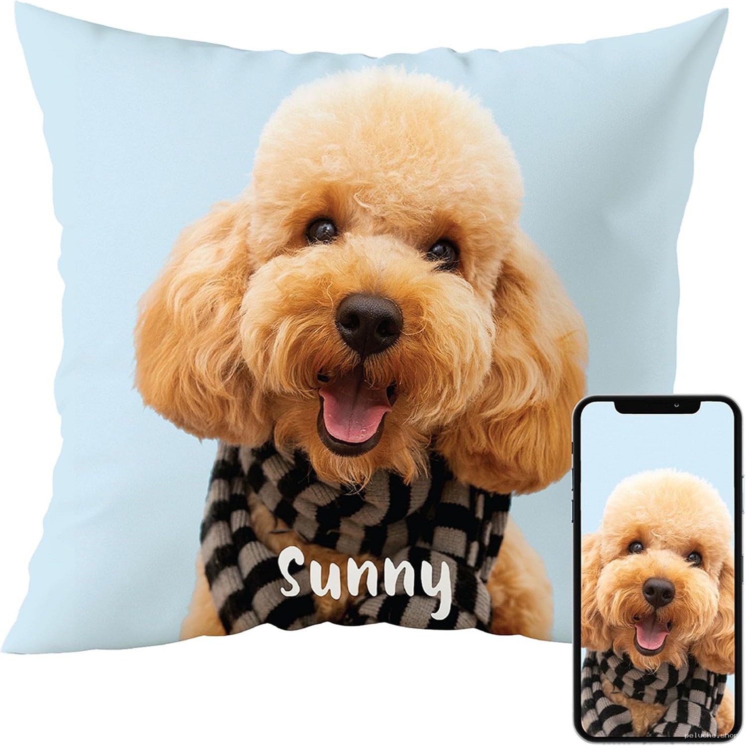 Coussin Personnalisé Chien Poodle Sunny | Photo & Nom