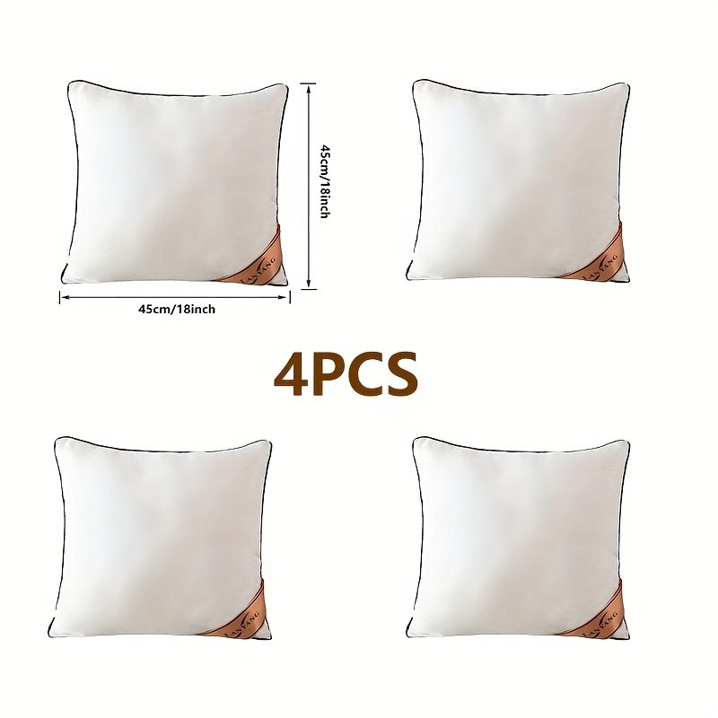 Lot de 4 Coussins Carrés Blancs 45x45 cm - Élégance Simple