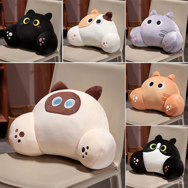 Coussin de Dos Ergonomique Chat Peluche | Support Lombaire