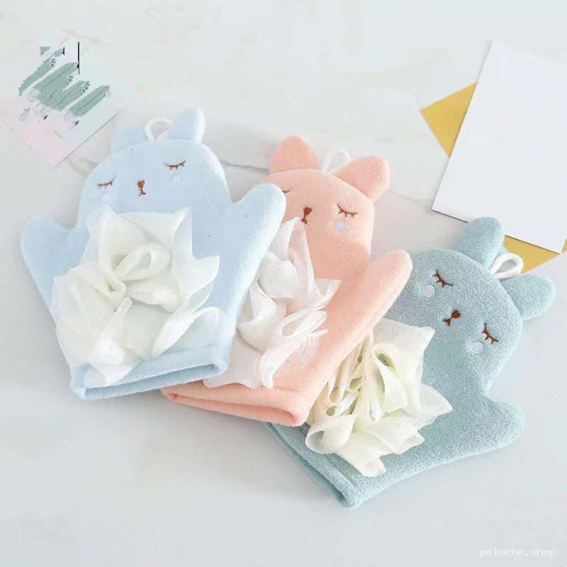 Gant de Bain Lapin Doux pour Enfant avec Fleur de Douche