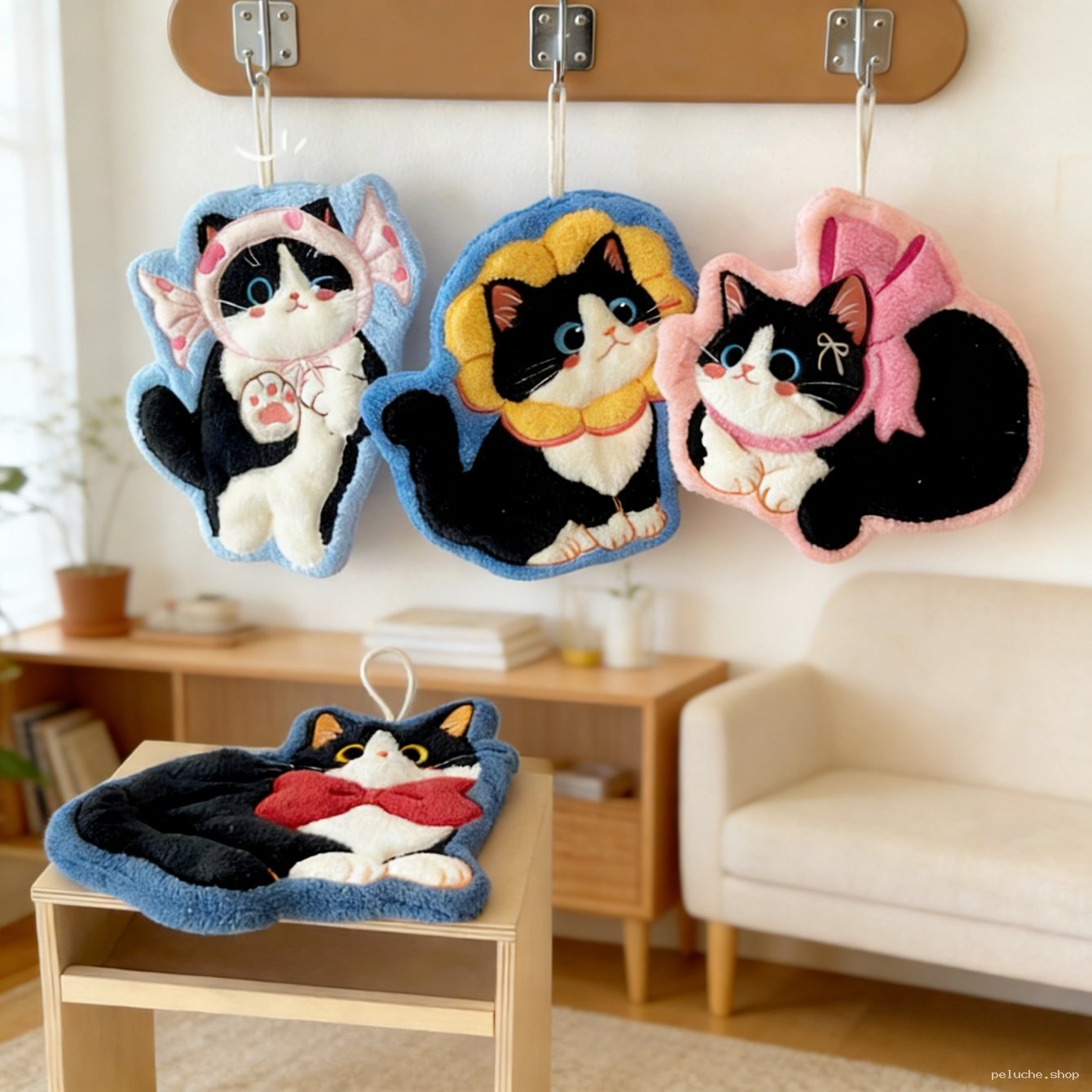 Tapis Peluche Chat Tuxedo Mignon - Décoration Kawaii Maison