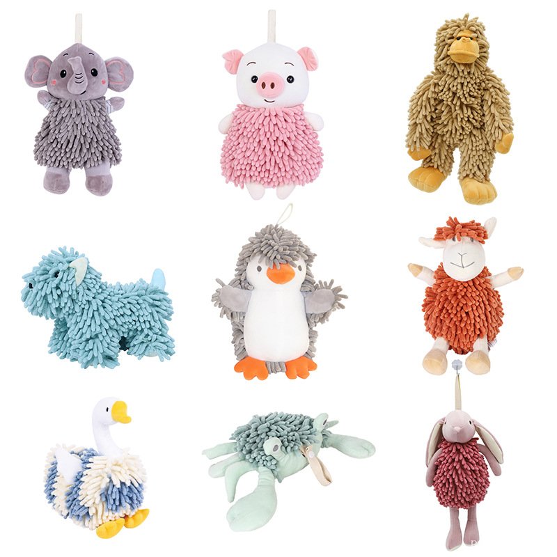 Peluches Éponges Animaux Mignons - Serviettes Suspendues