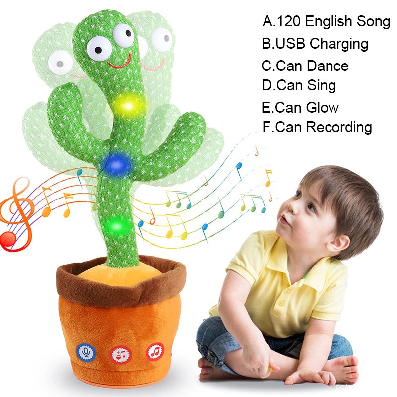 Cactus Dansant Interactif Lumineux - Jouet Musical Enfant USB