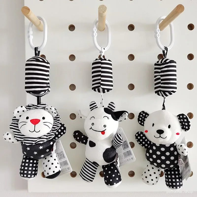 Hochets Animaux Noir & Blanc pour Bébé - Stimulation Sensorielle