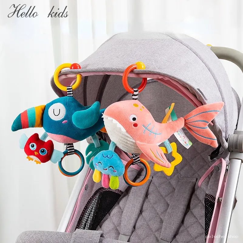 Jouets d'Éveil Poussette Bébé : Toucan & Baleine Suspendus