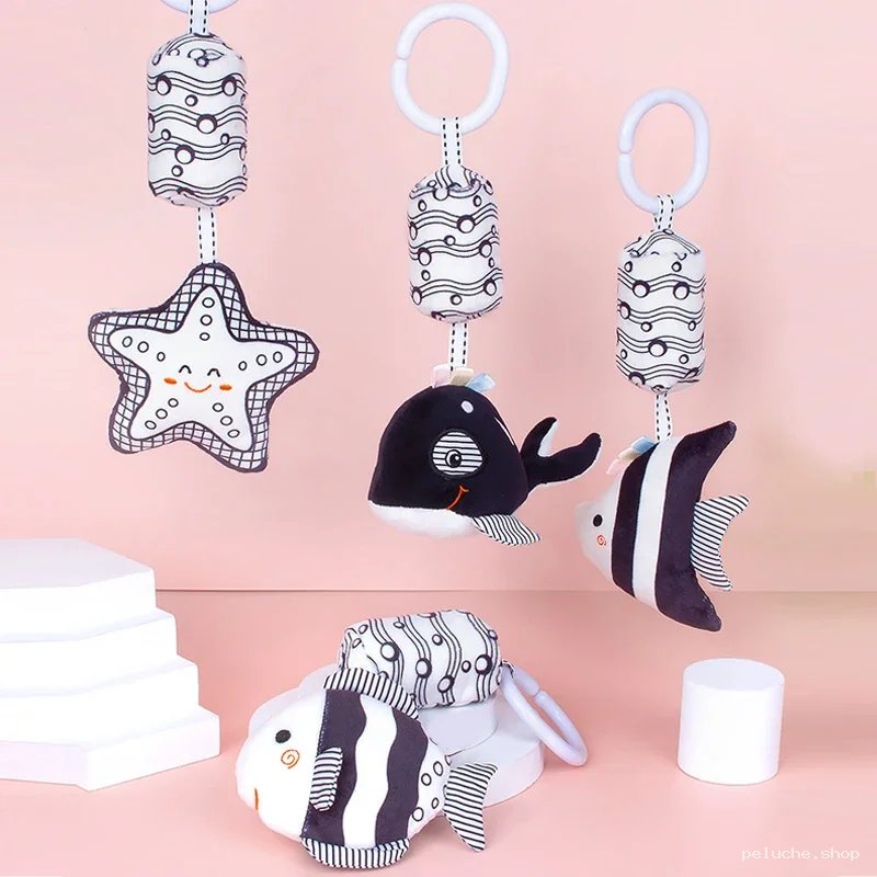 Jouets d'Éveil Bébé Noir & Blanc | Hochets Suspendus Marines
