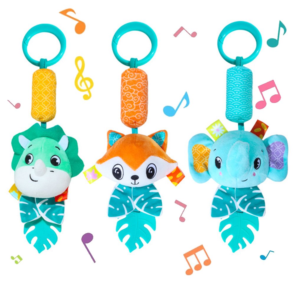 Peluche Hochet Bébé Animaux Jungle - Éveil Sensoriel Doux