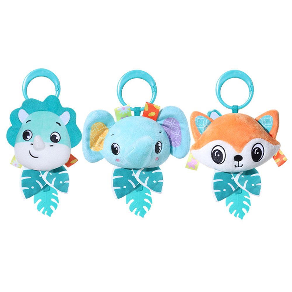 Hochets d'activité animaux pour bébé - Éléphant, Renard, Dino