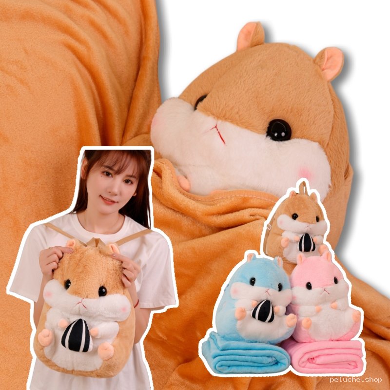Peluche Hamster Géant | Plaid Doux & Sac à Dos Mignon