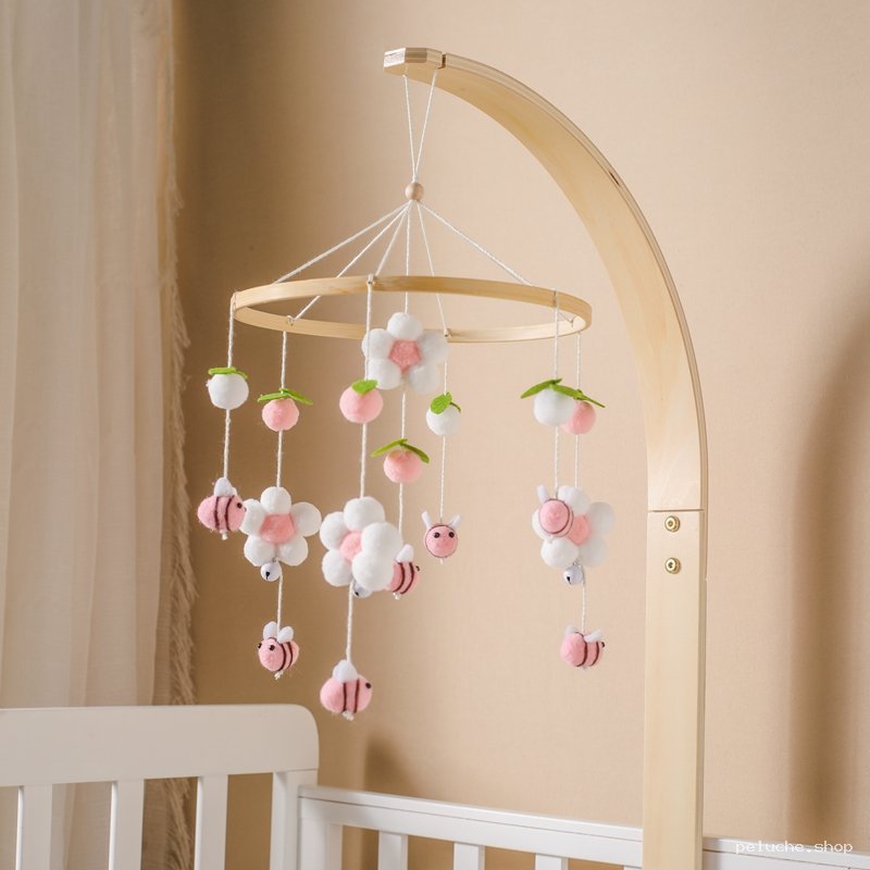 Mobile Bébé Feutrine Fleurs & Abeilles | Décor Chambre Doux