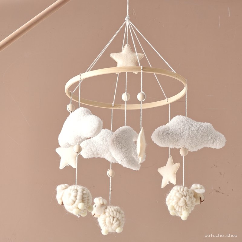 Mobile Bébé Moutons Nuages Étoiles | Décoration Douce Nuit