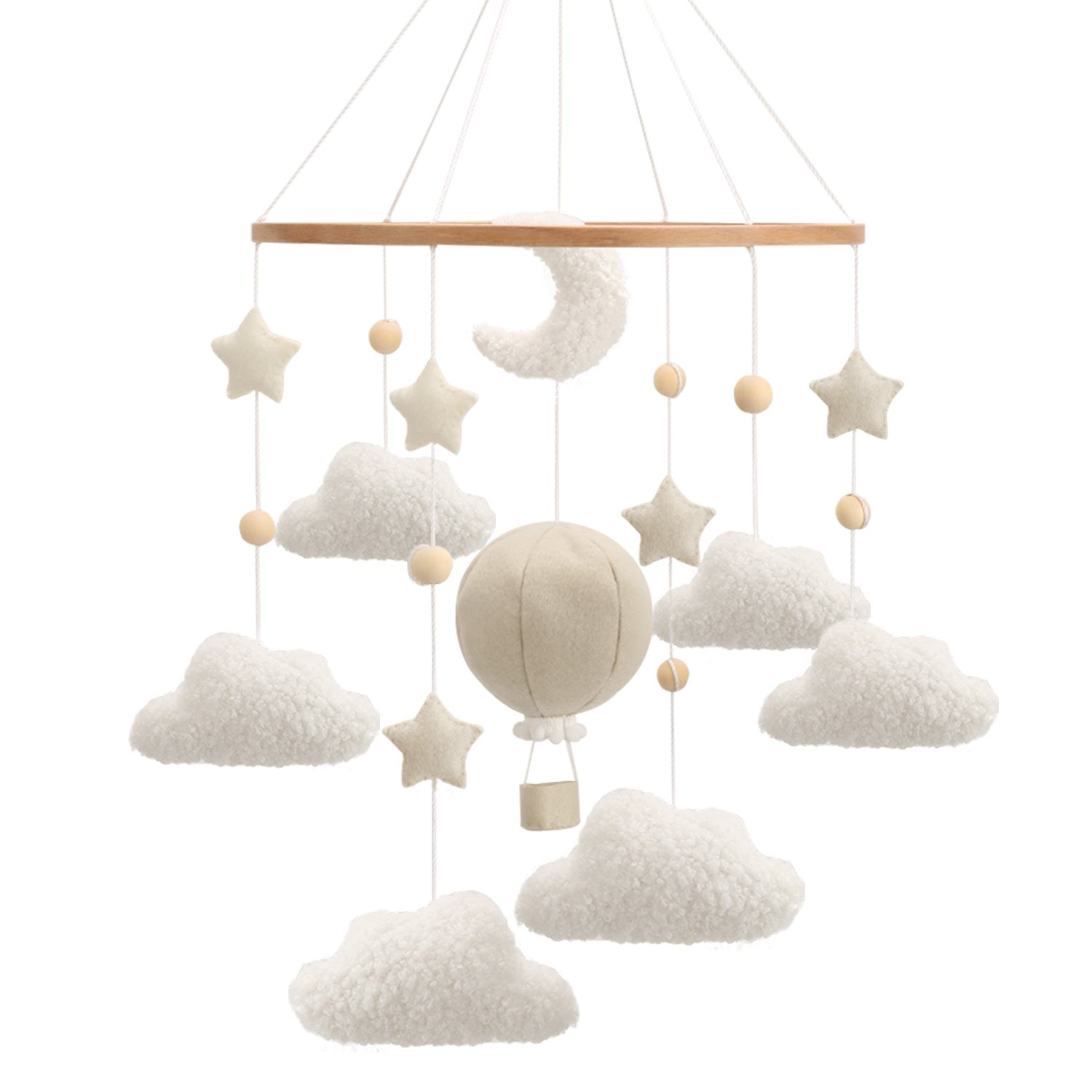 Mobile Bébé Nuages, Montgolfière, Étoiles & Lune - Déco Chambre
