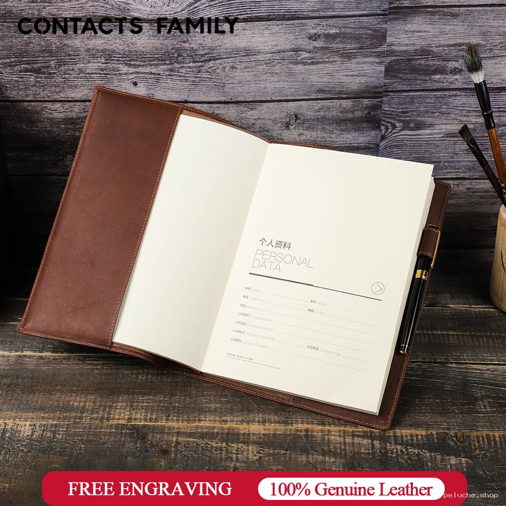 Carnet de Notes Cuir Véritable, Personnalisable, Contacts Family